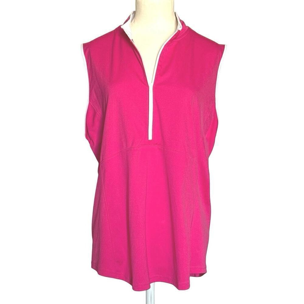 FootJoy Womens XL Interlock Sleeveless Half-Zip Golf Tennis Performance Top Pink